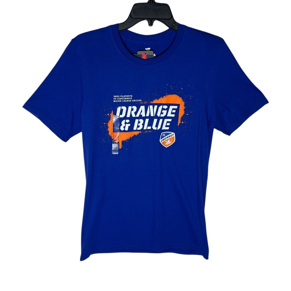 Fanatics Cincinnati MLS 2022 Playoffs‎ Orange & Blue Graphic T-Shirt Blue S NWT